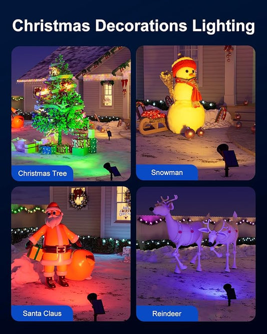 4 Pack Color Changing Solar Spotlights Outdoor for Halloween Decorations Spooky Ghost, Spider Web, Tombstone, Pumpkin, Waterproof Solar Landscape Spot Lights Uplighting for Outside House, Yard, Garden