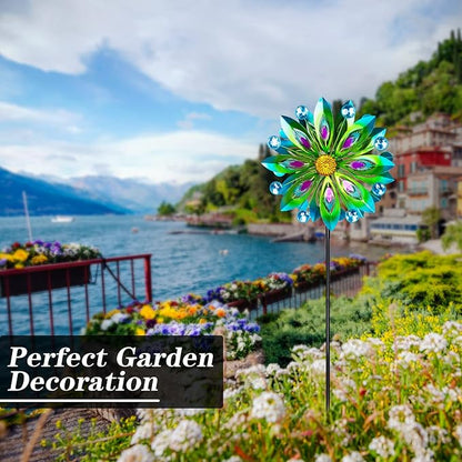 Viveta Kinetic Wind Spinner, 53 inch Outdoor Metal Wind Spinners for Yard and Garden, Double Windmill with Stable Stake