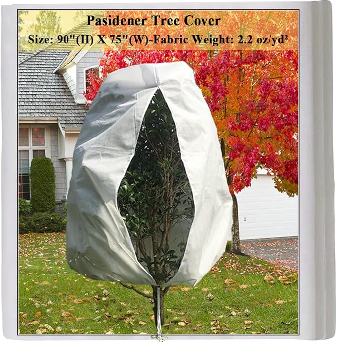 Plant Covers Freeze Protection 1 Packs 90" x75" 2.2oz Tree Covers Frost Plant Covers Freeze Cloth for Outdoor Plants with Zipper Drawstring