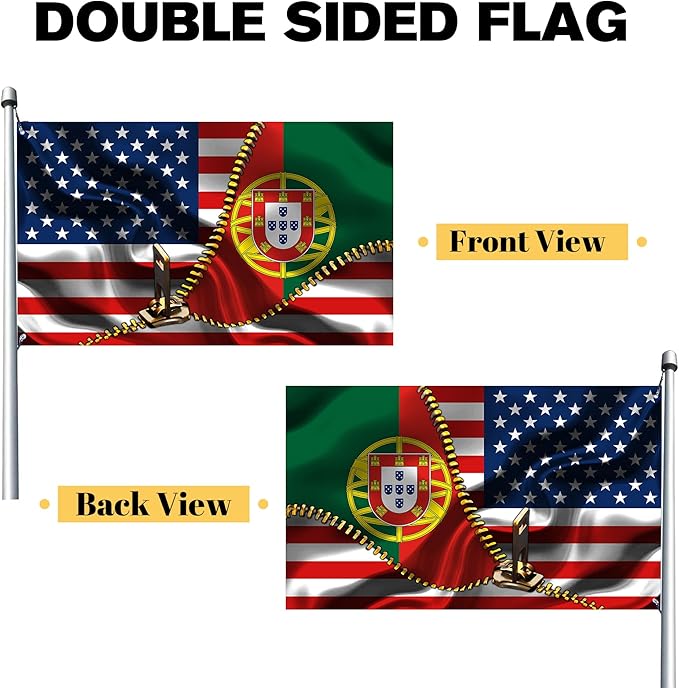 Vintage American America Usa Portugal Portuguese Flags For Outside Yard 3x5 Ft Double Sided Printed 100d Polyester Lightweight Garden Welcome Outdoor Banner Brass Grommets