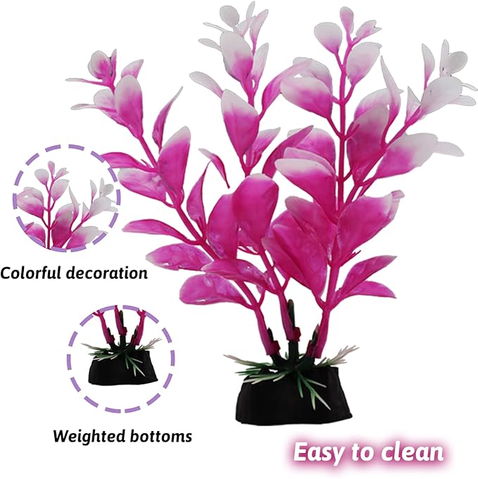 Fish Tank Decorations Plants with Resin Broken Barrel and Cave Rock View, 15pcs Aquarium Decorations Plants Plastic,Fish Tank Accessories, Fish Cave and Hideout Ornaments, Aquarium Decor