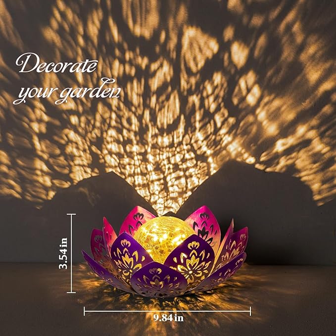 Huaxu Solar Garden Lights Outdoor Decorative - Bright Lotus Flower Table Lamp, Waterproof Solar Lights for Patio Pathway Yard Balcony Outside Decor