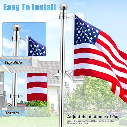 2" Large Flag Pole Rings, 2 Pcs Aluminum Alloy Spinning Flag Pole Ring Clips Swivels, 360° Rotating Anti Wrap Flagpole Ring Hardware with Stainless Steel Carabiners for 1.6-2" Diameter