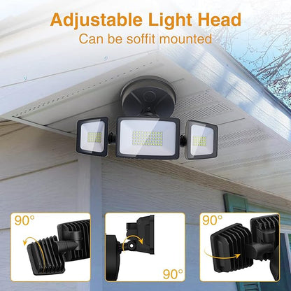 Onforu 3 Packs 60W Flood Lights Outdoor, 6000LM Brightness Security Lights,Switch Controlled, IP65 Waterproof, 6500K Exterior LED Flood Light with 3 Adjustable Heads for Yard Home