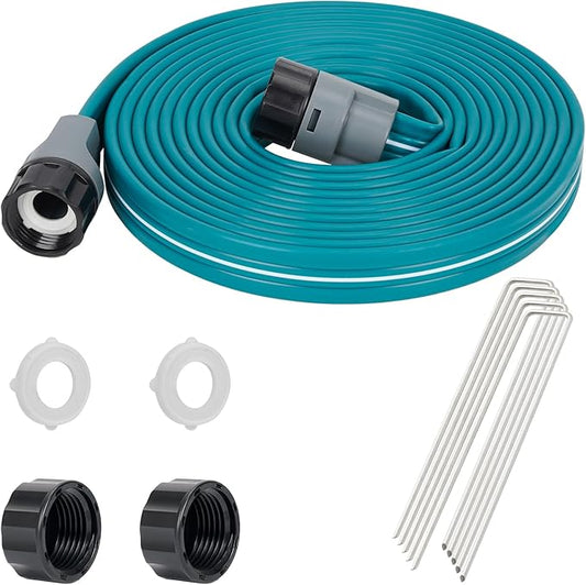 LINEX Sprinkler Soaker Hose 15 ft for Garden Lawn Watering Hose with Stakes