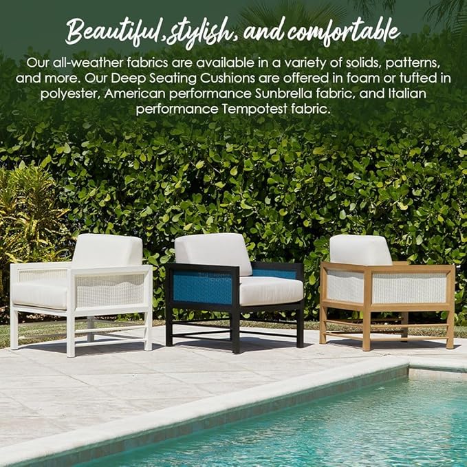 RSH DECOR: Deep Seating Cushion with Pillow Back | 25” x 25” Seat | Water and Fade-Resistant Spun Fabric | Outdoor Chair Cushion Set for Patio Furniture | Black & White Stripe