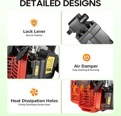 Handheld Trencher Digger Machine, 52CC 2-Stroke Gasoline Engine Tree Digger 1900W 6500RPM±200 Portable Trench Diggers for for Digging Planting and Trenching