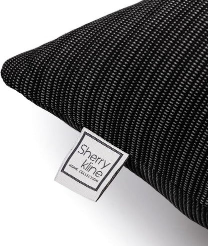 Sherry Kline Island Breeze Indoor/Outdoor Boudoir Filled Pillow, 13"x 18", Black 2 Count