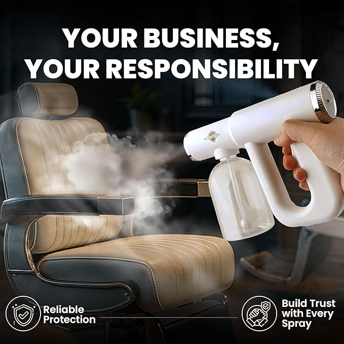 The Original Disinfectant Fogger Machine - Professional Sanitizer Sprayer - ULV Atomizer & Nano Steam Gun – Rechargeable Barber Spray Gun with Blue Light V2