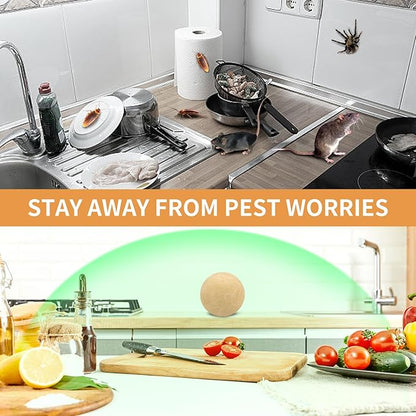 Pest Control Balls - Peppermint Pest Repellent for Mouse, Mice, Rats, Ants, Roaches, Moths & More - Strong Repel Indoor & Outdoor Mouse & Mosquito Deterrent - 8 Balls