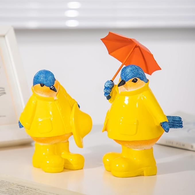 Topadorn Poppy Lovebirds Statue Home Decor Resin Sculptured Hand Painted Figurine Creative Craft Cute Decoration Gift for Kids Womens Decorative Garden Yard Room