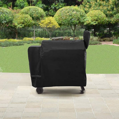 SunPatio Outdoor Heavy Duty Waterproof Grill Cover Compatible with Traeger 34 Series Wood Pellet Grill and Smoker, Texas and More, Full Length Barbecue Cover, All Weather Protection, Black