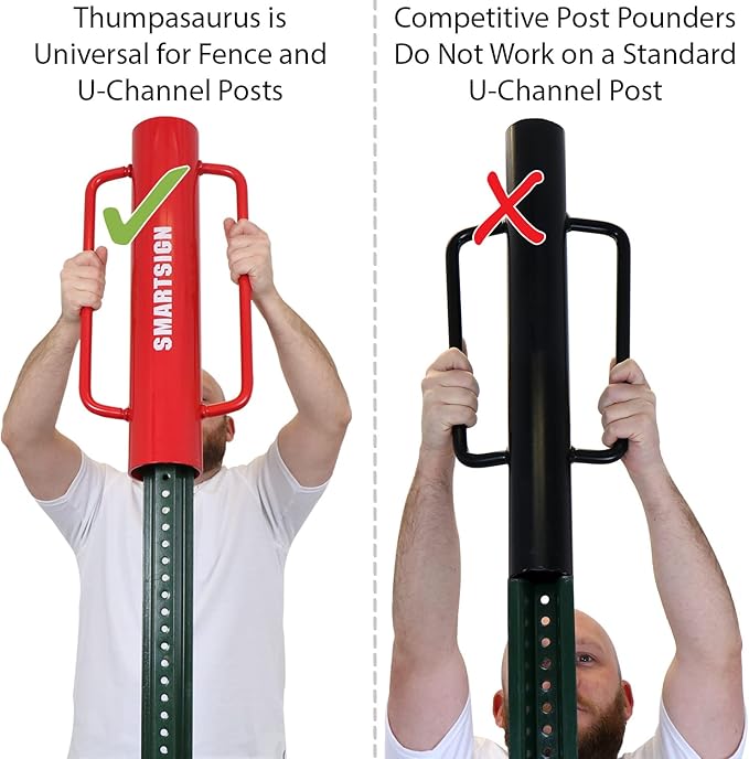 SmartSign Post Driver, Heavy Duty 22 lb Steel Post Pounder for Sign Posts/U-Channels/Fence Posts, Red