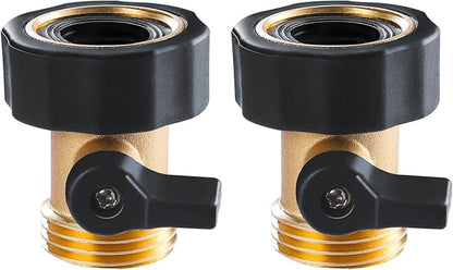 Twinkle Star Heavy Duty Brass Shut Off Valve Garden Hose Connector, Set of 2, TWIS3001