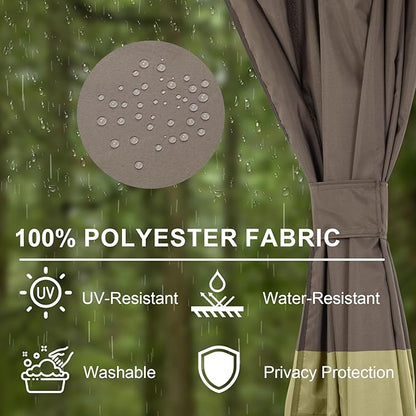 BPS 12' x 16' Gazebo Curtain Privacy 4-Panel Sidewall Outdoor Replacement Shade (Only Curtain)