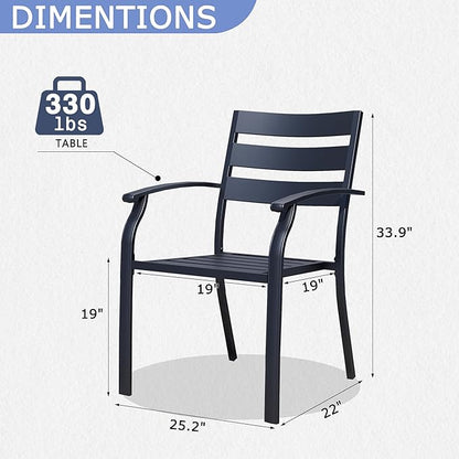 Patio Dining Chairs Set of 6, Black Stackable Outdoor Dining Chairs with Armrest and Wide Back, Wrought Iron Patio Furniture Chairs for Lawn, Backyard, Garden & Deck, Supports 300 LBS