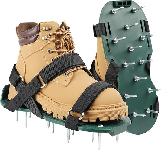 Lawn Aerator Shoes for Grass, Lawn Aeration Shoes with Adjustable Hook Loop Straps and Heavy Duty Spike, Soil Aerator Tool for Aerating Patio Yard Garden