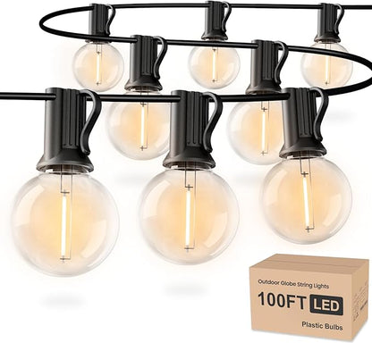 RTTY Outdoor String Lights 100ft, G40 Led Patio Globe Lights with 52pcs Bulbs,Shatterproof Waterproof Connectable Outside Hanging for Porch Cafe Bistro Backyard Gazebo Balcony Deck Party
