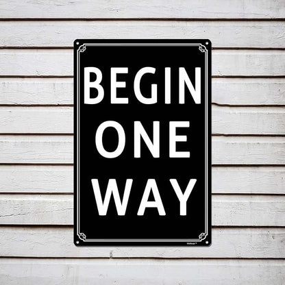 8x12" Begin One Way Parking Lot Sign - High-Intensity Grade Aluminum, Weatherproof & Fade-Resistant, Ideal for Outdoor & Indoor Use - Curbside Sign