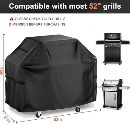 LBTING Grill Cover, 52-inch Heavy Duty 300D Oxford Waterproof Windproof UV Resistant BBQ Gas Grill Cover for Outdoor Barbecue Fit Most Brands Weber, Brinkmann, Char Broil, Holland