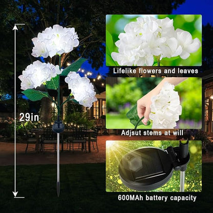 Aolyty Solar Garden Lights Outdoor, Solar Hydrangea Lights IP65 Waterproof LED Flowers Stake Lights 2 Pack for Garden Pathway Patio Backyard Landscape Decorative (Blue)