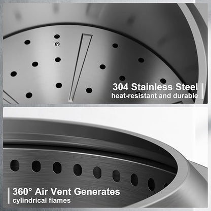 20 Inch Smokeless Fire Pit with Removable Ash Pan, Fire Pits for Outside Wood Burning, Portable Bonfire Outdoor Firepit, Waterproof Bag & Poker Included, Stainless Steel, Camping Backyard