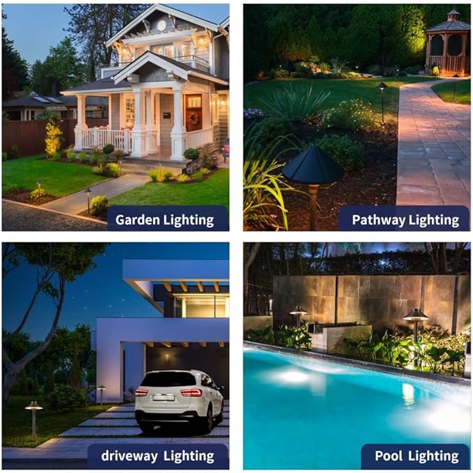 Gardenreet 12V Brass Landscape Path Lighting Kit (4 Pack Path Lights) with 100 Feet Cable and 20Pack Wire Connectors for Outdoor House Garden Patio Walkway Without Low Voltage Transformer