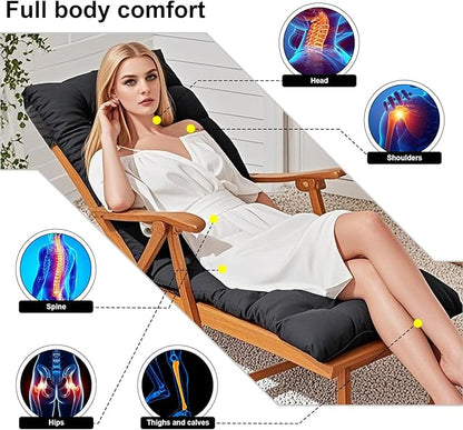ERWUDEling Zero Gravity Lounge Chair Cushion Replacement 67 Inch, Thick & Soft Patio Furniture Cushion for Outdoor/Indoor Use, Waterproof Non-Slip with 8 Ties, Black (19 x 67 x 4 Inches)