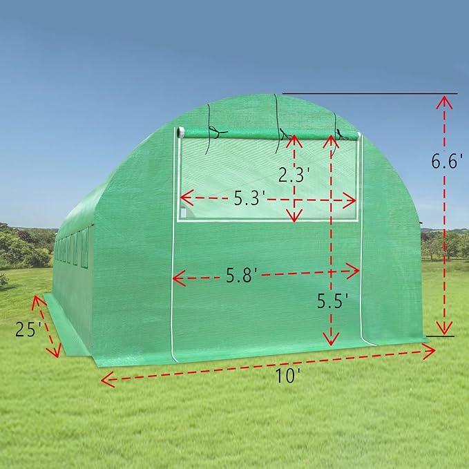 Strong Camel Replacement Greenhouse Cover for Walk in Greenhouse Frame Green House Top Cover (Frame NOT Included) (25 X 10 X 6.6ft)
