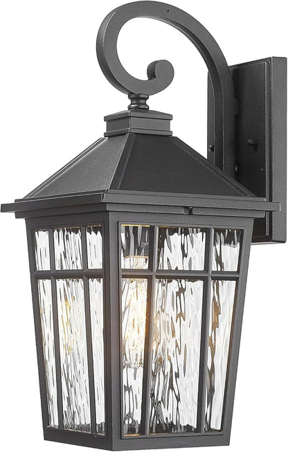 Porch Lights Outdoor Waterproof Exterior Lighting Fixtures 18 Inch Large Size Aluminum Outdoor Wall Lights with Water Ripple Glass E26 Socket