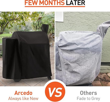 Arcedo Pellet Grill Cover Compatible with Traeger Pro 22 Series - Waterproof Wood BBQ Smoker Protector for Century 22, Eastwood 22, Pro 575, Lil' Tex Elite 22, Heavy Duty Polyester Grilling Covers