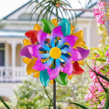 DREAMSOUL 13" Wind Spinners Outdoor, Colorful Wind Spinners Yard Art for Garden Patio Lawn Decor (63 * 13 Inches)