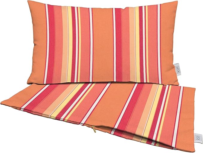 RSH DECOR: Sunbrella Pillow Covers Set of 2 | Covers Only - 26" x 16" | Outdoor Lumbar Pillow Covers Crafted with Sunbrella Performance Fabric | Dolce Mango