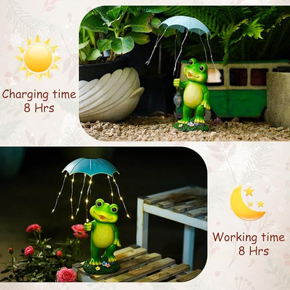 Solar Frog Statue Garden Decor - Funny Solar Outdoor Yard Garden Statue - Unique Design Gifts for Women,Mom
