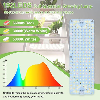 5Pack 2025 Ultra-Thin Panel Grow Lights for Seed Starting, Vegetables, Greenhouse & Under Cabinet & Shelf Plants with Timer 4/8/12H, Free Connect Full Spectrum Indoor LED Plant Growing Lamps