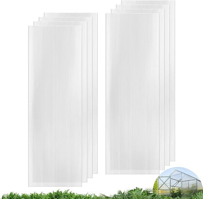 UMIG 8 PCS 6' x 2' x 0.24'' Polycarbonate Greenhouse Panels, Twin-Wall Waterproof UV Protected Corrugated Plastic Roof Panels Sheets, Clear Replacement Panels for Greenhouse, Outdoor, Plant