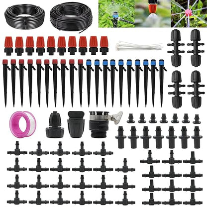 100-FT Irrigation Kit for Garden Greenhouse Automatic Micro Drip Irrigation Kit 90 PCS DIY Automatic Garden Greenhouse, Flower Bed, Terrace, Lawn Irrigation Equipment Set