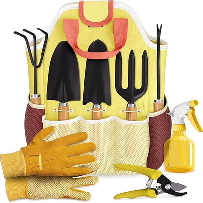 10 Pcs Garden Tool Set for Women – Ergonomic Lightweight Gardening Hand Tools with Convenient Little Bag, Sturdy Metal Garden Tools Set, Easy Handling for Outdoor Plant Care, Gardening Kit for Women
