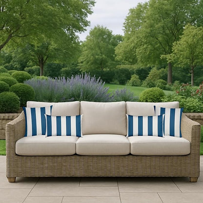 RSH DECOR: Sunbrella Pillow Covers Set of 4 | Covers Only - 26" x 16" | Outdoor Lumbar Pillow Covers Crafted with Sunbrella Performance Fabric | Cabana Regatta