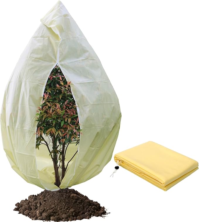Plant Covers Freeze Protection Large, 78.7" W x 94.5" H Winter Tree Covers Freeze Protection with Zipper and Drawstring, Frost Blankets for Outdoor Plants Frost Protection Frost Cloth