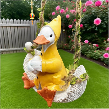 Floating Duck Garden Statue, Charming Garden Ornament for Patio-Balcony Decor with Adjustable Rope, Gifts for Women Mom Grandma