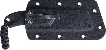 CRKT Razel Compact Fixed Blade Knife: Everyday Carry Plain Edge, D2 Blade Steel with Veff Flat Top Serrations, G10 Handle w/Pocket Carry Sheath 4036,Black