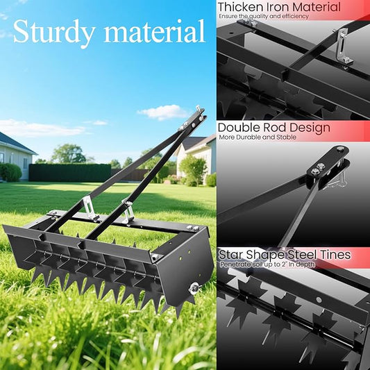 400 lbs Counterweight Pallet Spike Aerator - 45" Tow Aerator, Galvanized Steel with Extra Wide Tow Bar, 8 Steel Spikes and Universal Hook, Heavy Duty Rolling Aerators for Lawn/Tractor/Farm