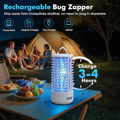 Rechargeable Bug Zapper（2 Pack）, Portable Electric Mosquito Killer for Indoor & Outdoor, Fly Trap for Camping, Patio, Garden, Kitchen, and Porch(White)