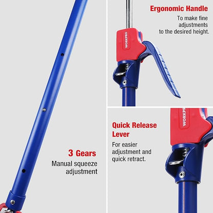 WORKPRO Cabinet Jack Support Pole, 23-5/8" to 45-1/4" Steel Telescopic Quick Support Rod Adjustable 3rd Hand Support System with 154 lbs Capacity for Cabinet Jack, Drywall Jack& Cargo Bars, 2-Pack