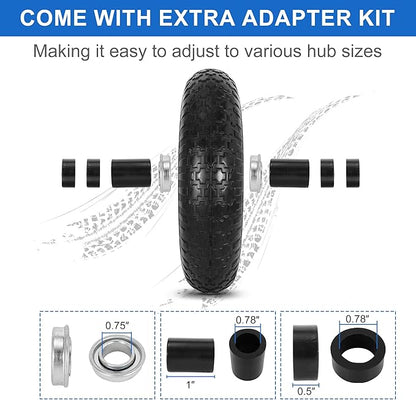 14.5" Flat Free Wheelbarrow Wheels and Tires, 3.50-8" Flat-Free Solid Tire with 5/8" Axle Bore Hole for Wheelbarrow Lawn Mover Trolley Dolly Go Kart Replacement