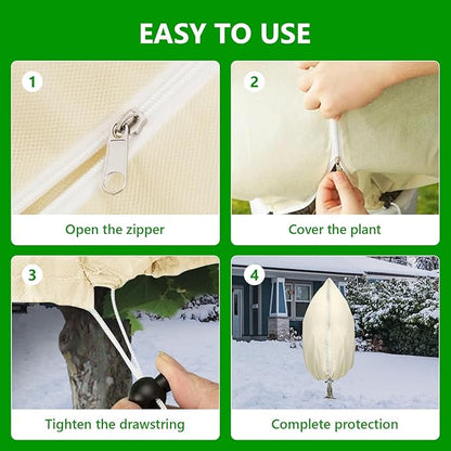 Plant Covers Freeze Protection, 4 Pack Round Frost Blankets for Outdoor Plants (71"x48") – Winter Plant Covers, 2.4oz/yd² Frost Cloth Plant Protection for Trees, Shrubs & Potted Plants