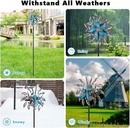 Stargarden Wind Spinners Outdoor, 13.4 Inch Metal Wind Spinner, Decorative Kinetic Pinwheels, Classic Double Windmill for Yard, Garden Decor
