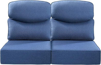 Luxury 24x24x6 Inch Smile Outdoor Seat Cushions Set of 2 - Superior Comfortable Water-Resistant Patio Chair Cushion for Porch Rattan Dining Swivel Chairs Loveseat Sectional Sofa - Navy Blue