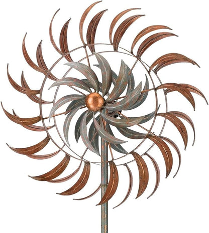 Regal Art & Gift Copper Petals Wind Spinner – Metal Yard Decorations Outdoor | Kinetic Garden Spinner for Lawn, Pathway, or Flower Bed | Weather-Resistant Outdoor Sculpture - 24 Inch
